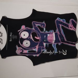 NWOT Rick and Morty Neon Graphics Black Muscle Shirt